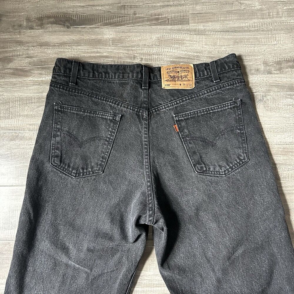 Vintage Levi 550 Black Orange Tab Relaxed Fits 36x32 USA Made 90s Mens